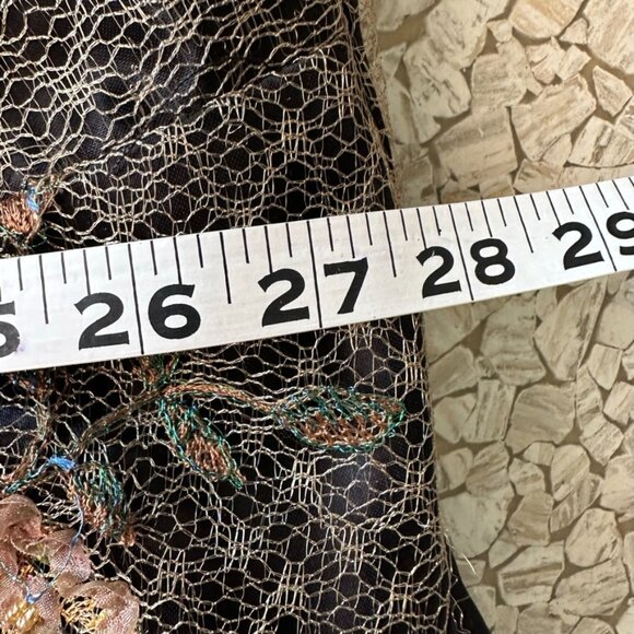 Gorgeous 3X custom made ball gown black satin and floral lace details. - Picture 6 of 11